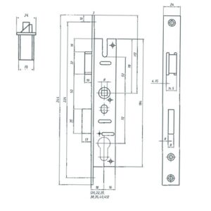 Rohrrahmenschloss Bever 1004 72 mm Abstand - 25 mm Dorn 5 mm vorstehend Stulp 24 x 244 mm – Bild 2