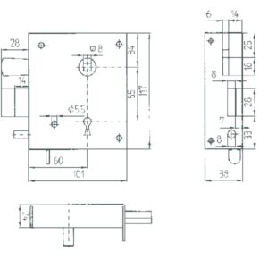 Bever Stumpfdrückerschloss Kastenschloss Nr. 21 - BB rechts auswärts – Bild 2