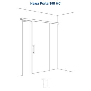 Gar. Hawa Porta 100 HC, für 1 Türe, mit Laufschiene und Blende, Alu elox., L= 19 - Hawa Porta – Bild 1