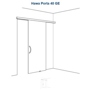 Set Hawa Porta 40 GE, für 1 Türe, eloxiert, mit Dämpfung und Schienen L= 2000 mm - Hawa Porta – Bild 1