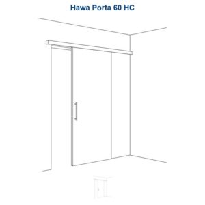 Garnitur Hawa Porta 60 HC, für 1 Türe, mit Laufschiene, Alu eloxiert, L= 1996 mm - Hawa Porta – Bild 1