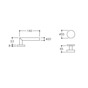 Normbau Feuerschutzdrückergartnitur EST 21 L Form  - Knopf/Drücker Rundrosetten PZ Edelstahl re/li verwendbar – Bild 2