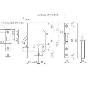 BMH Schiebetürschloss Zirkelriegel Nr. 168 - 55 mm Dorn BB Stulp 20 mm rund Edelstahl – Bild 2