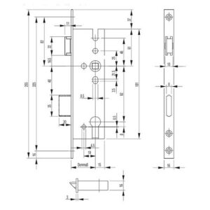 BKS Rohrrahmen-Einsteckschloss B 1300 Stulp 16 mm - 45/92/8mm DIN L/R VA Riegelausschl.20mm 255mm BKS – Bild 3