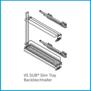 Schmaler Seitenwandauszug SUB-Slim - Ablageset Backblech , 1x 150er, lavagrau – Bild 2