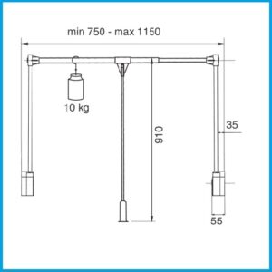 Ambos Kleiderlift 10 KG - 750 - 1150 mm Nr. 500 alufarben – Bild 2