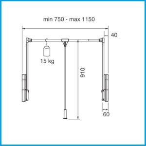 Ambos Kleiderlift 15 KG - 750 - 1150 mm schwarz Nr. 700/N – Bild 2