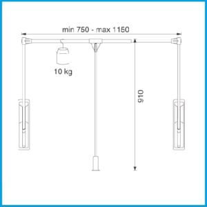 Ambos Wandkleiderlift (Wall Lift) 10 KG - für A.700.54 schwarz 20mm – Bild 3