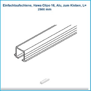 Hawa Einfachlaufschiene Clipo 16 - Alu, zum Kleben, L= 2500 mm – Bild 1