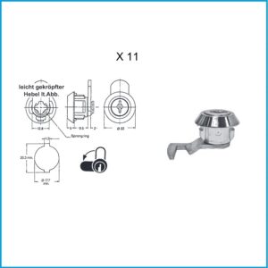Euro Locks Hebelzylinder - X 11 verschiedenschliessend Lochbild 20,3 x 17,7 mm – Bild 1
