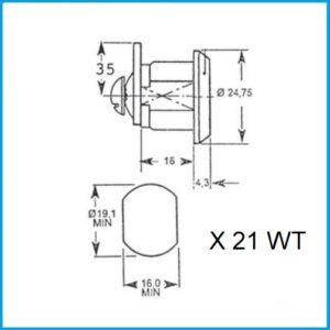 Euro Locks Hebelzylinder  - X 21 WT verschiedenschliessnd Lochbild 19.1 x 16,1 mm – Bild 2