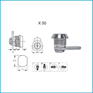 Euro Locks Hebelzylinder  - X 50 verschiedenschliessend Lochbild 20,1 x 17,6 – Bild 1
