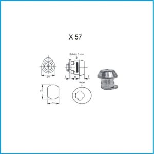 Euro Locks Hebelschloss für Mülltonnen - X 57 verschiedenschliessend Lochbild 19,1 x 16 mm – Bild 1