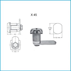 Euro Locks Hebelzylinder - X 45 verschiedenschliessend Lochbild 19,1 x 16 mm – Bild 1