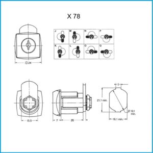 EuroLocks Hebelzylinder - X 78 verschiedenschliessend Lochbild 19,1 x 16,1 mm – Bild 2