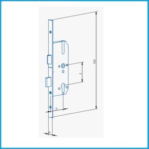 GSG Hauptschloss/Mehrfachverriegelung mit Kurzstulp  - D=65 mm, E=72 mm 20  x 3 x 350 mm Flachstulp – Bild 2