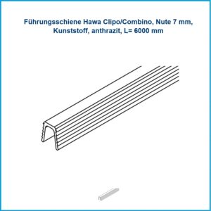 Hawa Führungsschiene Clipo/Combino - Nute 7 mm, Kunststoff, anthrazit, L= 6000 mm – Bild 1