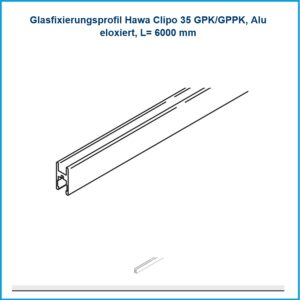 Hawa Glasfixierungsprofil Hawa Clipo 36 GPK/GPPK - Alu eloxiert, L= 6000 mm – Bild 1