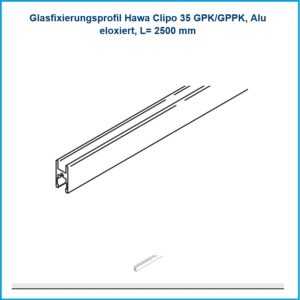 Hawa Glasfixierungsprofil Hawa Clipo 35 GPK/GPPK - Alu eloxiert, L= 2500 mm – Bild 1