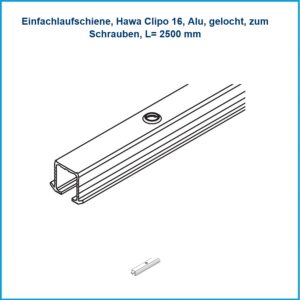 Hawa Einfachlaufschiene Clipo 16 - Clipo 16, Alu, gelocht, zum Schrauben, L= 2500 mm – Bild 1