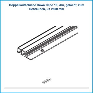 Hawa Doppellaufschiene Clipo 16 - Alu, gelocht, zum Schrauben, L= 2500 mm – Bild 1