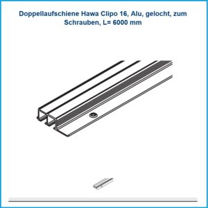 Hawa Doppellaufschiene Clipo 16 - Alu, gelocht, zum Schrauben, L= 6000 mm – Bild 1