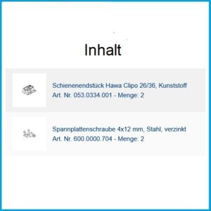 Hawa Schienenendstück Clipo 26/36 - Kunststoff, grau, VE= 2 St. – Bild 2