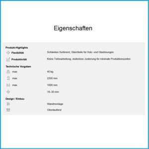 Hawa Set  Porta 40 H  - für 1 Türe, Dämpfungen, Blendenprofil und Schienen L= 2000 – Bild 2