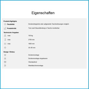Hawa Garnitur Porta 100 HMT Pocket  - 100 HMT Pocket mit Push-to-open, mit Laufschiene, 2000 mm, A – Bild 2