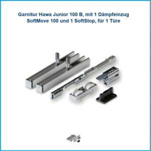 Hawa Laufgarnitur Junior 100 B - 100 B, mit 1 Dämpfeinzug SoftMove 100 und 1 SoftStop, für 1 – Bild 2