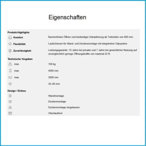 Hawa Laufgarnitur Junior 100 B - 100 B, mit 1 Dämpfeinzug SoftMove 100 und 1 SoftStop, für 1 – Bild 3