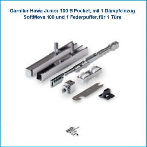 Hawa Laufgarnitur Hawa Junior 100 B Pocket - 100 B Pocket, mit 1 Dämpfeinzug SoftMove 100 und 1 Federpuffer für 1 Tür – Bild 2