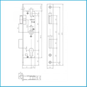 KFV Rohrrahmenschloss KFV 28 PZW 72 mm - 35 mm Dorn 24 mm Flachstulp Stulp bündig – Bild 2