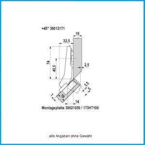 Blum Winkelscharnier +45° aufschlagend mit Blumotion - 79B3558 Clip top zum Schrauben – Bild 4
