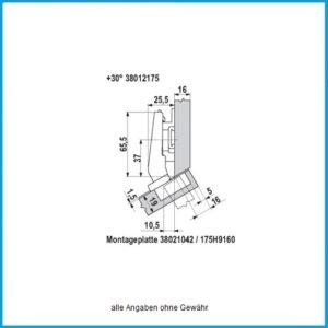 Blum Winkelscharnier +30° max. aufschlagend mit Blumotion - 79B9456 Clip top zum Schrauben – Bild 4