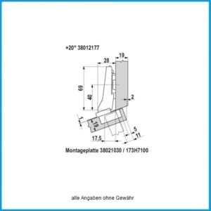 Blum Winkelscharnier +20° aufschlagend mit Blumotion - 79B9555 Clip top zum Schrauben – Bild 3