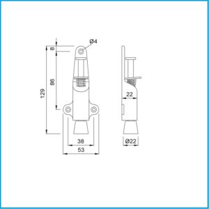 KWS Türfeststeller 1024.72  - 1024.72 silber beschichtet Hubh.25mm Türmontage KWS – Bild 2