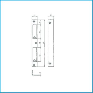 Bever Winkelschliessblech Falle/Riegel 4HTK - 22 x 22 x 200mm silber kantig – Bild 2
