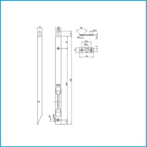 Otlav Kantenriegel verzinkt - 250 mm umlegbar 16 x 250 mm LC260250H004 – Bild 2